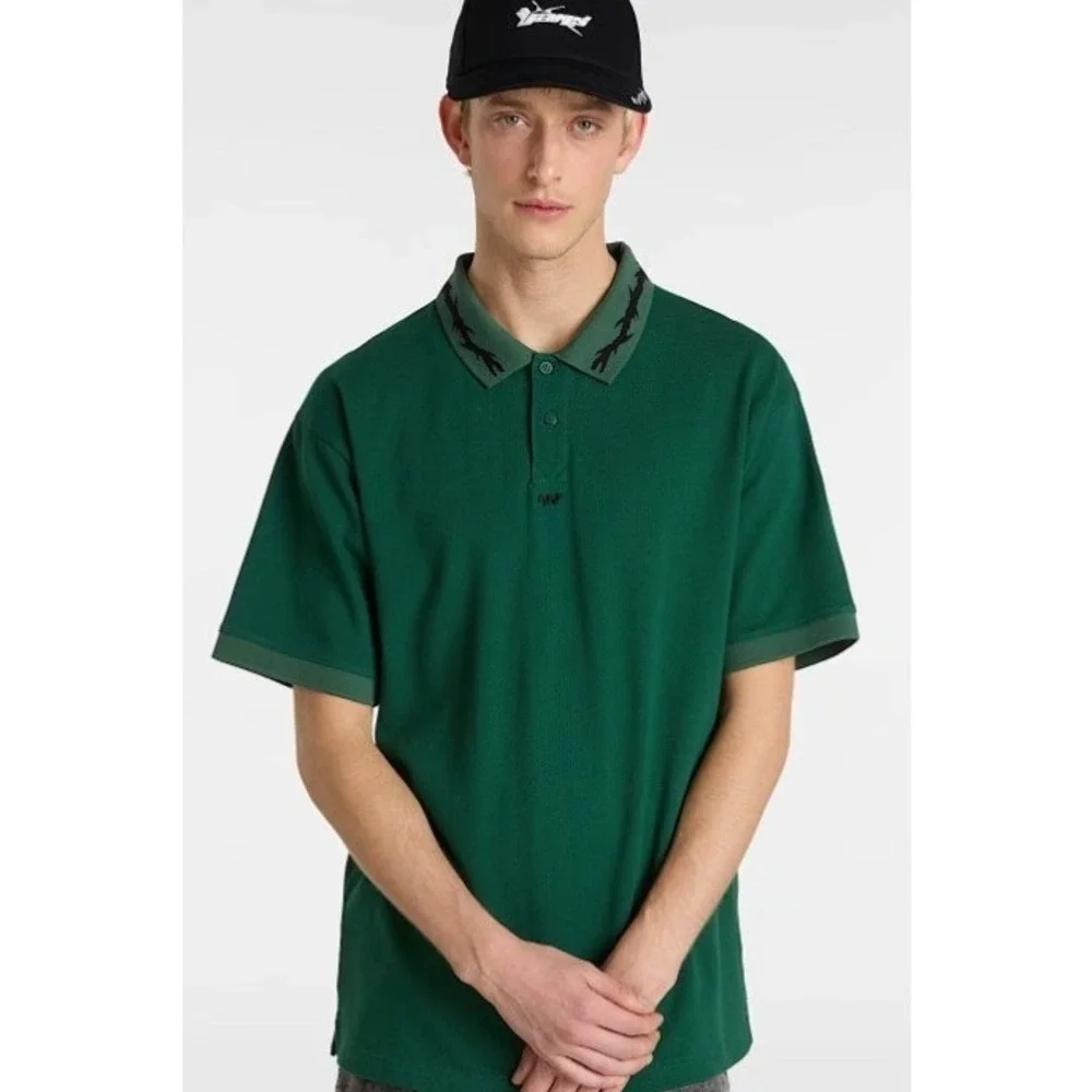 Vans Skate Mesh Polo Shirt Men Skateboarding Breathability Loose Fit Size Small